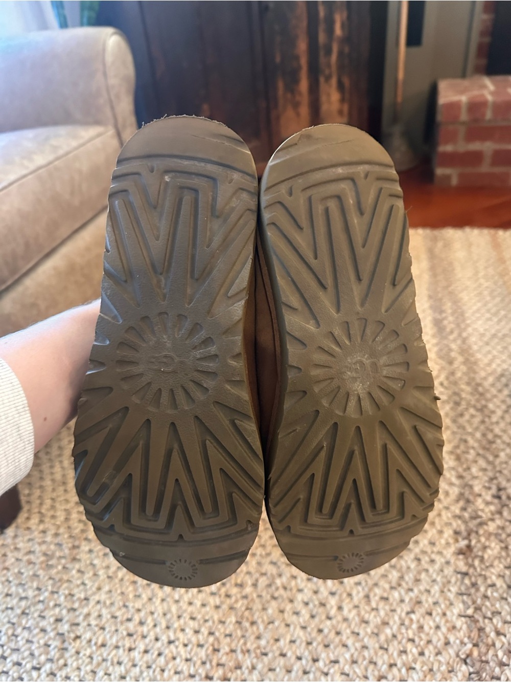UGG Brown Cozy Suede Shearling Slippers - Picture 4 of 5
